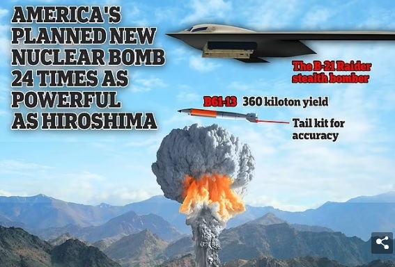 US has recently unveiled a new weapon that possesses a nuclear power 24 times greater than Hiroshima