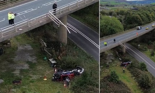 Two additional casualties have been reported due to the fatal storm named Babet, as a vehicle falls off the bridge !